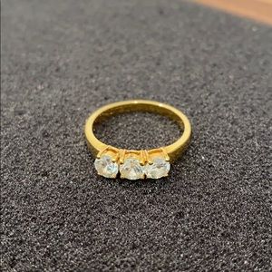 Gold Overlay 3-cz or crystal Band Ring. Size 9